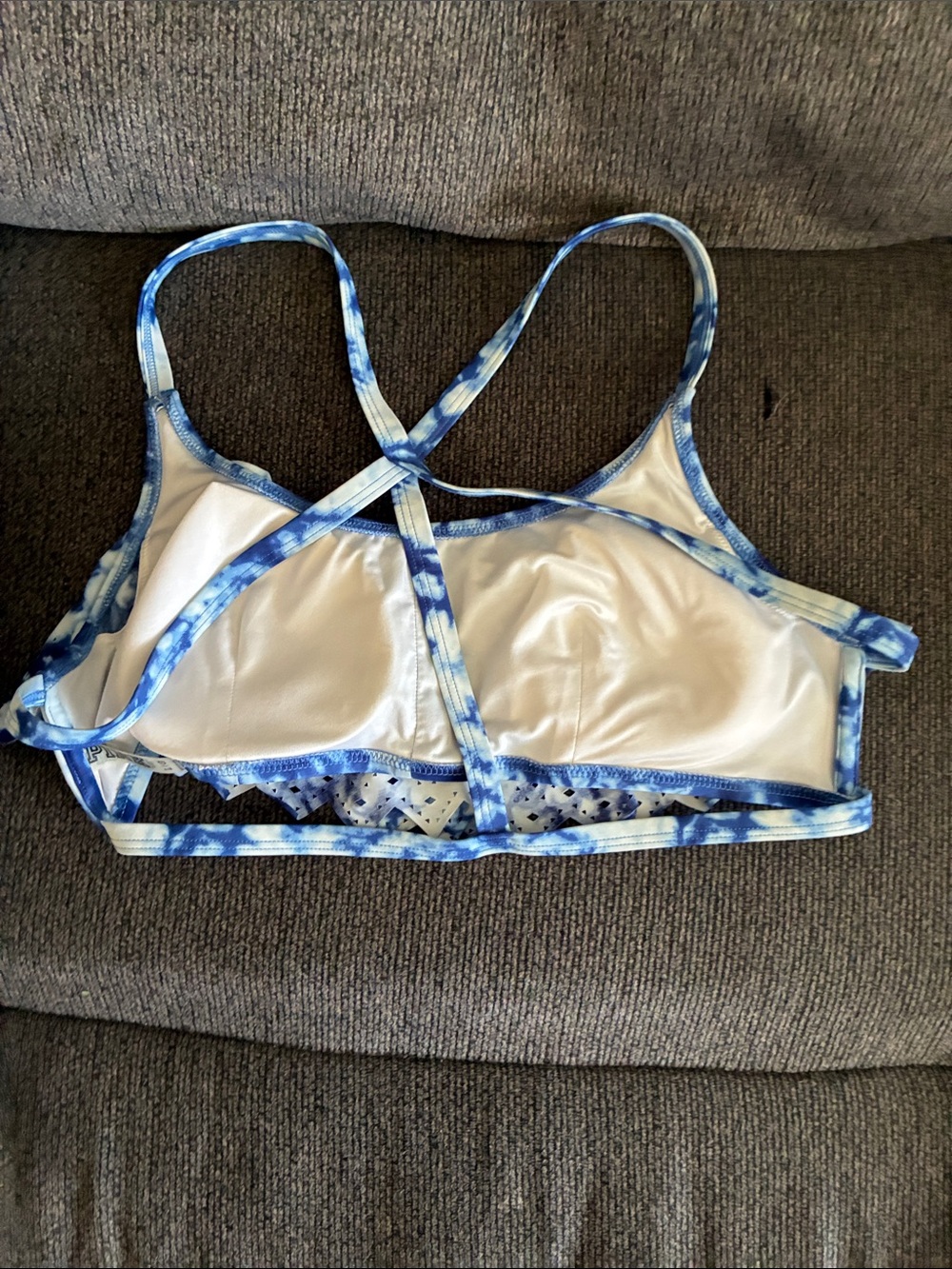 PINK Victoria's Secret Blue and White Tie-Dye Bikini Top - Picture 3 of 3